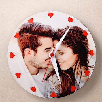 10 inch heart shaped acrylic wall clock with personalized couple photo print, romantic home decor gift for anniversary and Valentine by Send My Feelings