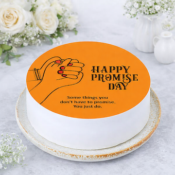 1/2 kg butterscotch photo cake with Promise Day design, round white cream cake for romantic gifting by Send My Feelings