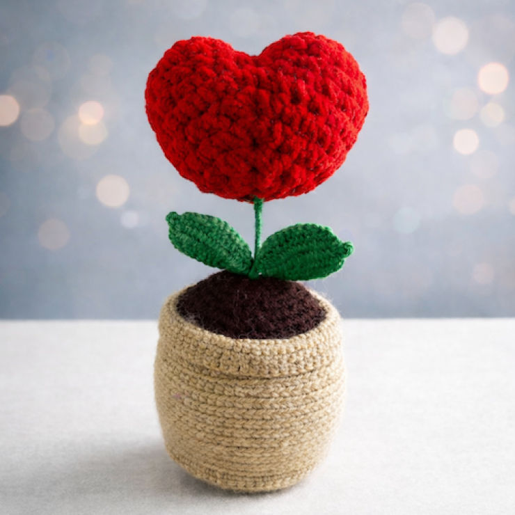 Heart Plushie Brown Pot